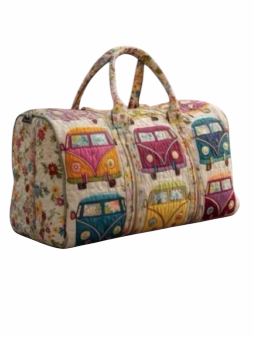 Vintage Camper Van Large Quilted  Multicolor Travel Bag NWT